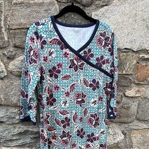 Garnet Hill Green Cotton Asian Wrap Dress